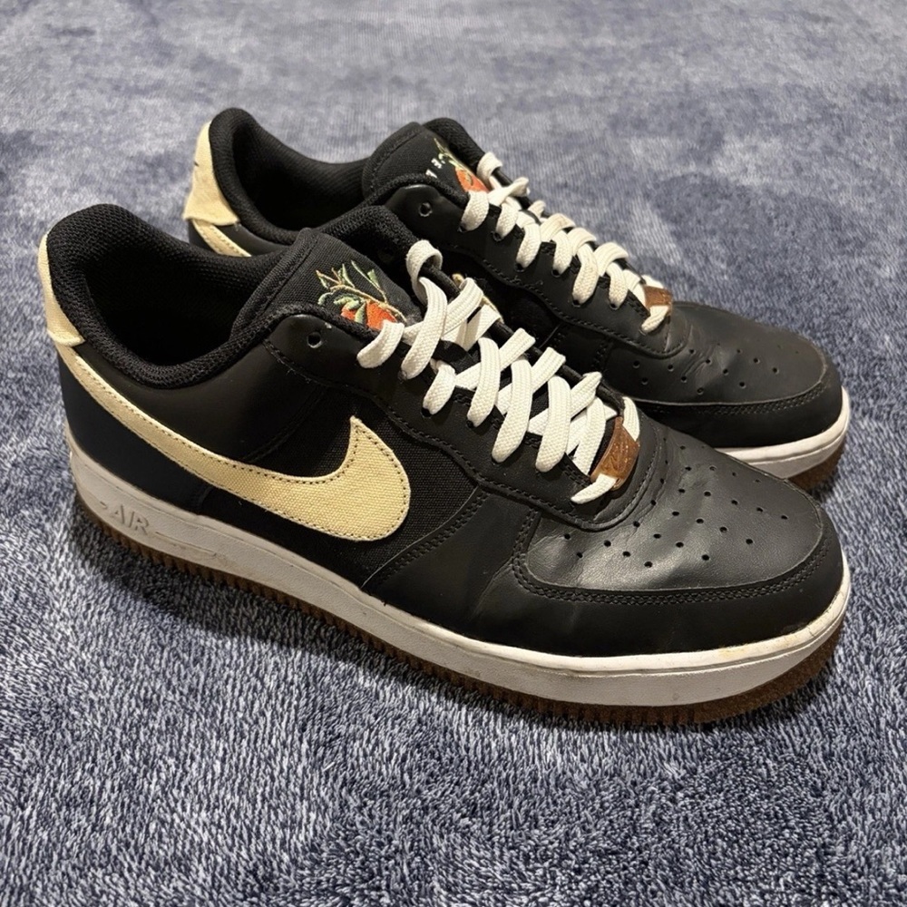 🔥 “Nike Air Force 1 ‘Fig. 3’ Black Leather – Size 10 –‎ Peach/Fig Embroidery” - Picture 8 of 8